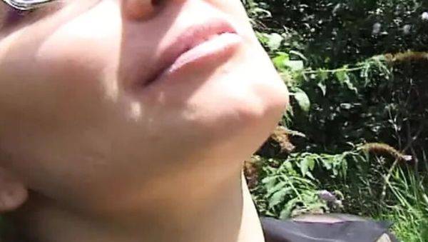Tattooed French amateur Steph Debar sucks huge dick outdoors and swallows cum - veryfreeporn.com - France on v0d.com
