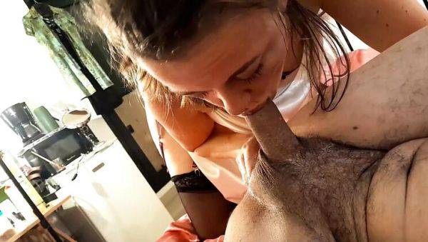 French Amateur MILF in Satin Lingerie Gives Deep Throat Blowjob & Rimming - POV Fuck - porntry.com - France on v0d.com