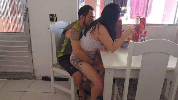Stepdad Fucks His Hot Latina Stepdaughter in the Kitchen - Raw Sausage Creampie - porntry.com - Brazil on v0d.com