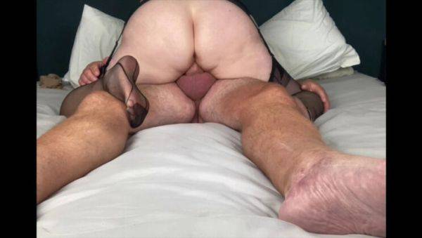 Hot Mature MILF in Stockings Fucks Lover Cowgirl Style - Big Natural Tits & Nylon Feet Action - xxxfiles.com - Britain on v0d.com