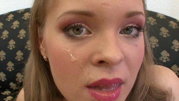 Barely Legal Blonde Teen 18 Gets Facial on Couch After Hardcore Fuck - porntry.com on v0d.com
