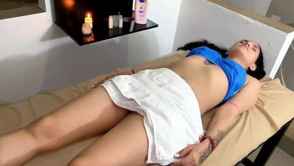 Hot Latina Step Sister Gets a Naughty Massage - Blowjob & Handjob Fun - porntry.com on v0d.com
