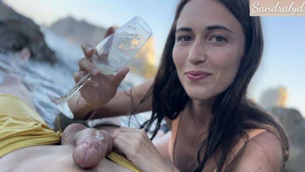 Hot Latina Sandralydx Swallows Cum on Beach - POV Blowjob & Outdoor Sex - porntry.com - France - Spain on v0d.com