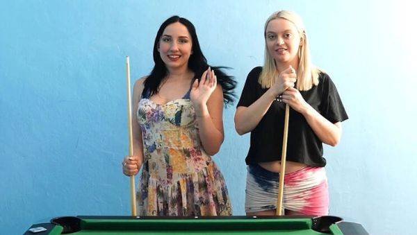 Bella Angel & Sandra Sweet Strip Billiards - Big Tits Lesbian Game Bet - veryfreeporn.com on v0d.com