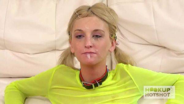 Skinny blonde teen Tallie Lorraine takes rough face fuck from daddy - veryfreeporn.com on v0d.com