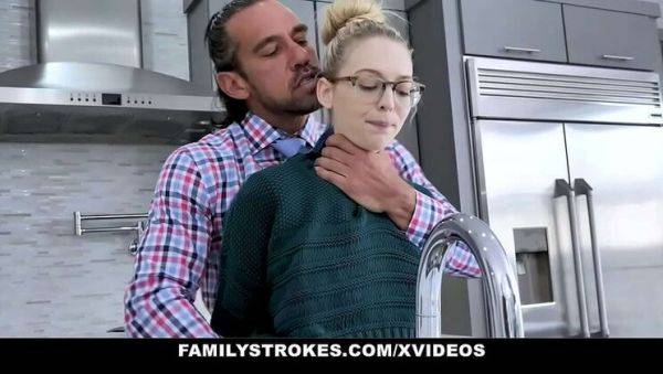 Blonde Teen Lily Larimar Fucked Hard By Stepdad For Talking Dirty - Facial & Glasses Cumshot - veryfreeporn.com on v0d.com