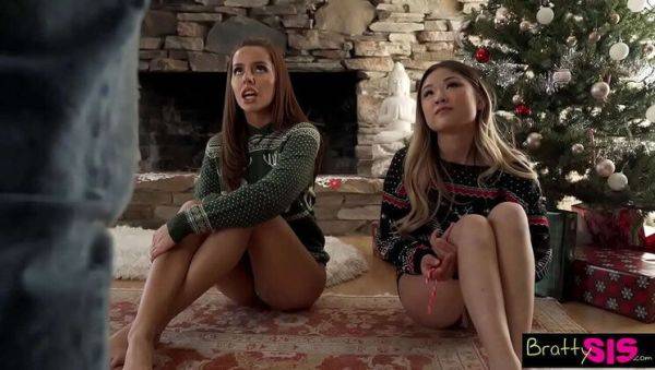 Step Sis Lulu Chu & Vanna Bardot Suck Candy Off Each Other's Pussy - Christmas Threesome BJ & Facial - porntry.com on v0d.com