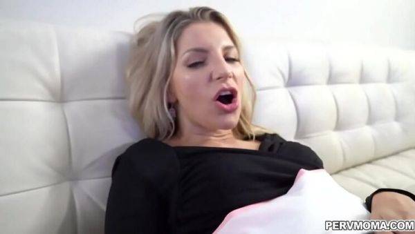 Ashley Fires seduces stepson with her big tits and spread legs on couch - xxxfiles.com on v0d.com