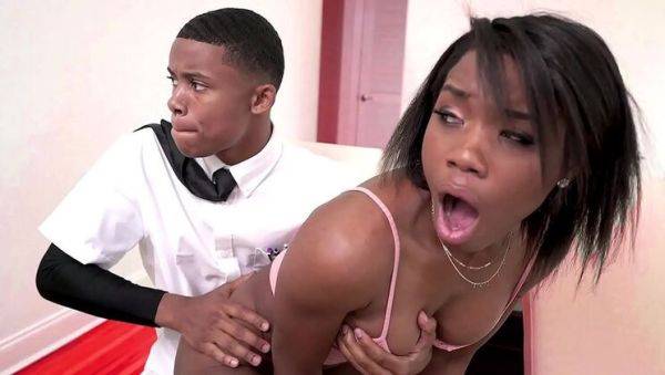 BBC Stepbro Fucks Ebony Stepsis Victoria Cakes While Studying - porntry.com on v0d.com