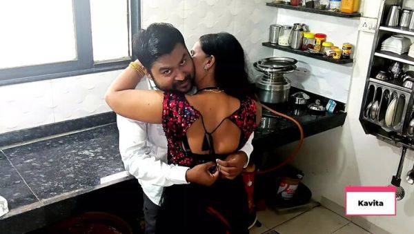 Desi MILF Kavita Gets Fucked Hard by Son-in-Law Tatya in Kitchen - Close Up Real Homemade Sex - xxxfiles.com - India on v0d.com