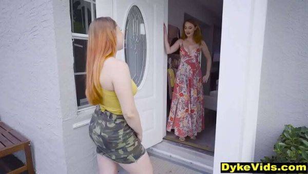 Hot redhead MILF shows teen girl how to lick pussy - lesbian first time - porntry.com on v0d.com