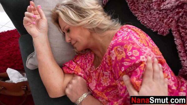 Busty Blonde Step Grandma Sucks Young Step Grandson's Cock - veryfreeporn.com on v0d.com