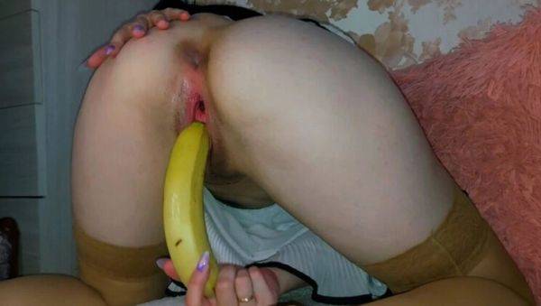MaksDana33 Eats All The Sperm - Banana Fucking & Hardcore Fisting In Rough BDSM Homemade Video - porntry.com on v0d.com