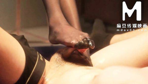 Zhou Ning Asian Footjob Queen with Long Legs in HD BDSM Threesome - porntry.com on v0d.com