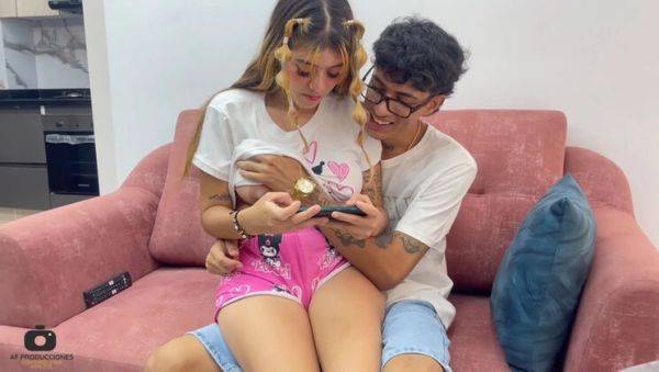 Amateur Stepsister Gabriela Wish Learns Phone Games & Gets Facial Cumshot From Stepbro - porntry.com - Colombia on v0d.com
