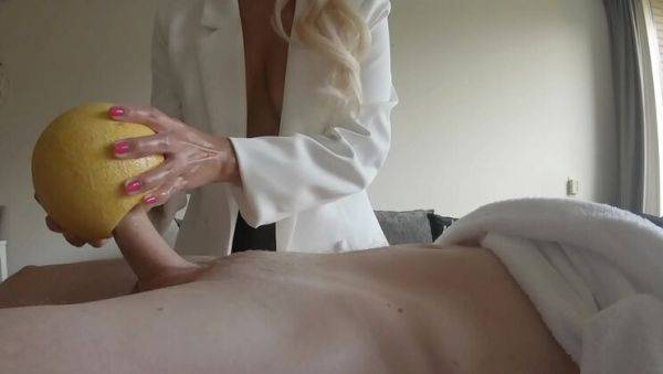 Hot Girl Melon Handjob Milking Big Cock at Dick Spa - porntry.com on v0d.com