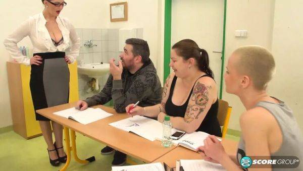 Lovely Vanessa Y. Horny Teacher Shows Her Big Tits and Hairy Pussy in Class - xxxfiles.com on v0d.com