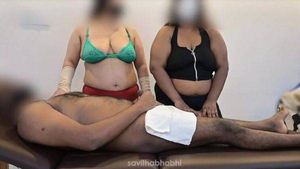 Savitha Bhabhi's steamy threesome massage with happy ending in spa - porntry.com - India on v0d.com