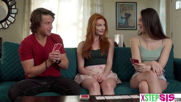 Lacy Lennon and Liz Jordan teen stepsisters strip poker hardcore threesome POV sex - porntry.com - Jordan on v0d.com