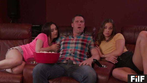 FILF Liza Rowe and Lily Jordan wild threesome with stepdad - blowjob, facial, pussy licking - porntry.com - Jordan on v0d.com