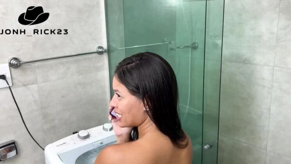 Bruna Paz Fucks BBC in Shower - Big Ass Doggy Style Creampie - xxxfiles.com - Brazil on v0d.com