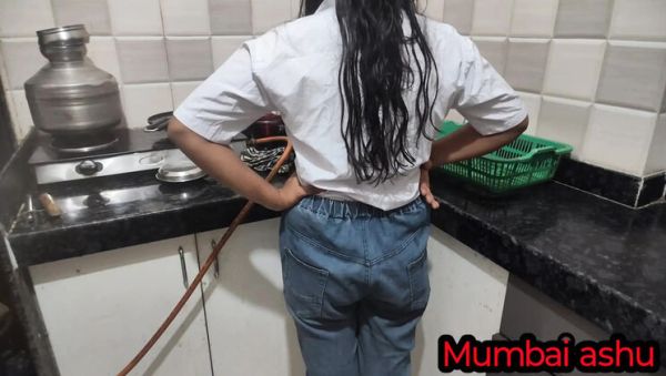 Desi college girl fucks boyfriend in kitchen with blowjob and creampie - Mumbai Ashu homemade sex - xxxfiles.com - India on v0d.com