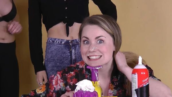 Helena Price & Olive Glass Lesbian Strip Game - Busty Babes Take Turns with Chocolate Cream Facial - xxxfiles.com - Britain on v0d.com