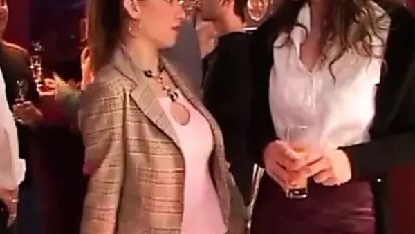 Two Slutty Girls in Night Club Suck and Ride a Giant Hard Cock - veryfreeporn.com on v0d.com