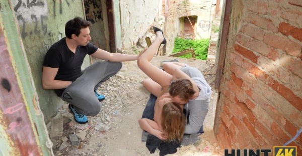 Teen Trimmed Pussy Teases Cuckold Stanley in HD Reality Blowjob Outdoors - alphaporno.com on v0d.com
