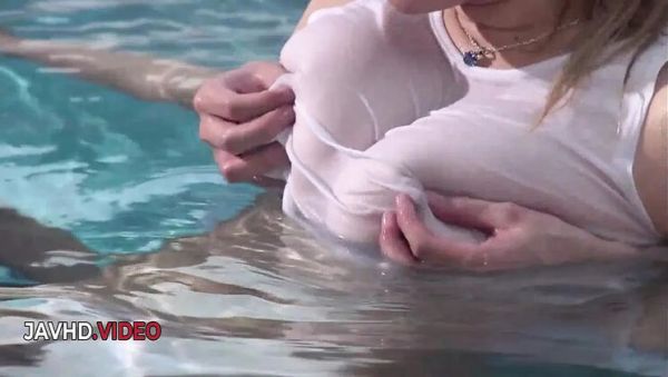 Suzuna Komiya Asian Blowjob Threesome - Poolside Group Sex with Two Studs - porntry.com - Japan on v0d.com