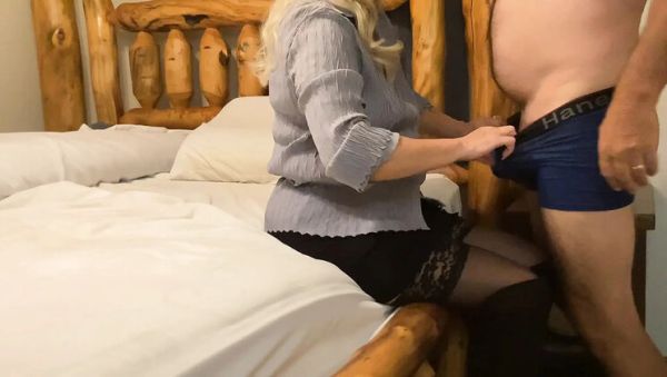 Quick Morning Fuck Before Work - Sallylittle75 Mature Blonde in Stockings & Skirt - veryfreeporn.com - Usa on v0d.com