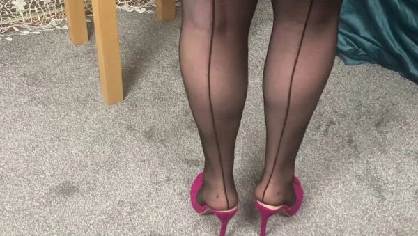 Mature British MILF Strips Leather Skirt & Shows Big Natural Tits in Stockings - xxxfiles.com - Britain on v0d.com