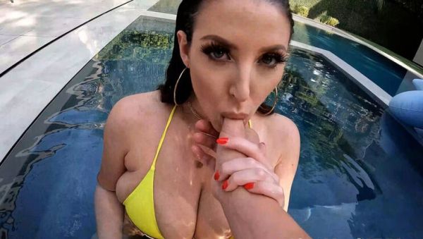 Angela White Poolside Blowjob & Fucking - Big Natural Tits, Tight Holes, Deep Throat - veryfreeporn.com - Britain on v0d.com