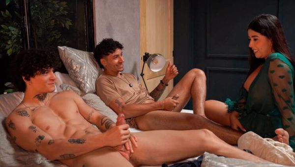 Stepmom Catches Stepson and Friend Jerking Off - Teaches Them a Hot Lesson with Blowjob and Threesome - xxxfiles.com - Spain - Colombia on v0d.com