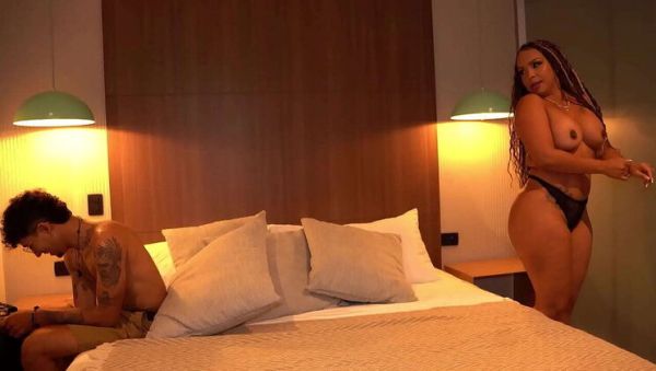 Skinny Tattooed Stepson Fucks His Big Booty Stepmom in Bed - Thiago Lopez & Kataleya Gil - veryfreeporn.com - Colombia on v0d.com