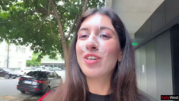Katty West Brunette Skinny Amateur Public Cumwalk - Huge Facial Cumshot on Street - porntry.com on v0d.com
