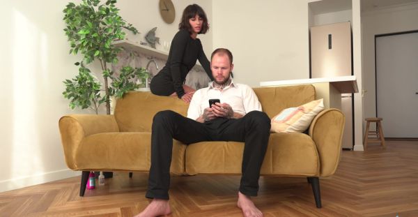 Brunette MILF in Neo Tokyo rocks a tight dress and takes it all on the couch - alphaporno.com on v0d.com