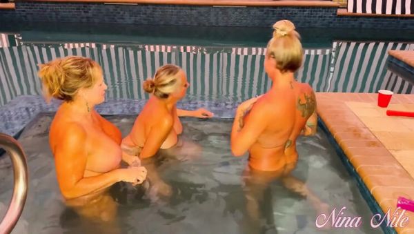 MILF Nina Nite & Lana Lee Threesome Pool Party - Lesbian Pussy Eating Friends - veryfreeporn.com - Britain on v0d.com