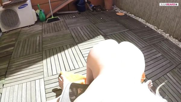 Horny Blonde Amateur Jasmine Rouge Gets Facial on Balcony - Homemade Outdoor Sex with Titus Steel - porntry.com - Britain on v0d.com