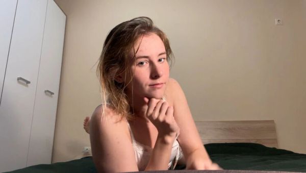 MilaPixie Bedtime Tease: Shy Blonde Teen Strips Pajamas & Plays with Dildo Solo - porntry.com on v0d.com