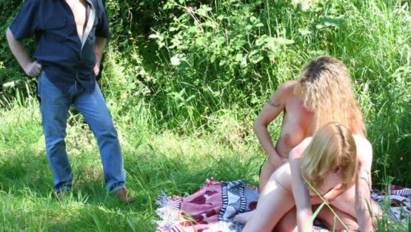 Natasha Stone & Laura Fox - Perverted Voyeur Watches Docile Lesbian Outdoor Threesome - porntry.com - France on v0d.com