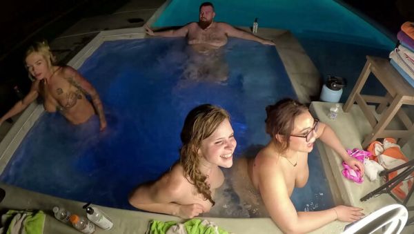 Blonde MILFs Scarlett Gushes, Scarlett Venom & Deliah Grace Have Hot Orgy in Pool - porntry.com on v0d.com