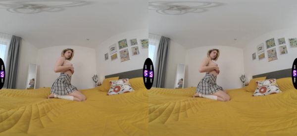Blond bombshell Mila teases in a miniskirt as she pleasures her shaven pearl with fingers - alphaporno.com on v0d.com