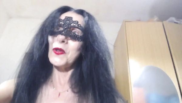 Italian Granny in Mask Dirty Talks While Showing Feet in Tight Stockings - porntry.com - Italy on v0d.com