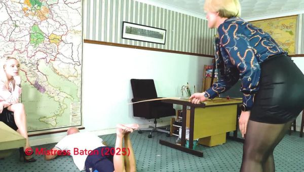 Two Blonde Teachers Punish Naughty College Boy with Foot Torture and Caning - porntry.com on v0d.com