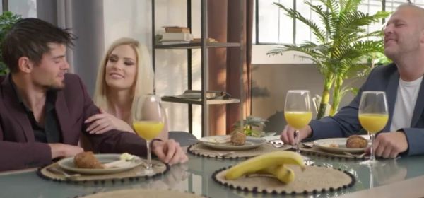 Hungry Candee Devours Two Hard Dicks During Breakfast - inxxx.com on v0d.com