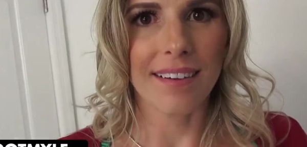 Straight Beautiful Blonde Cougar Gives Stepson To Feel Her Big Boobs And Titty Fuck Her With His Massive Cock - theyarehuge.com on v0d.com