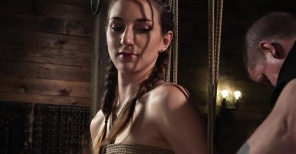 Brunette Bound Suspended Squirts Hard - inxxx.com on v0d.com