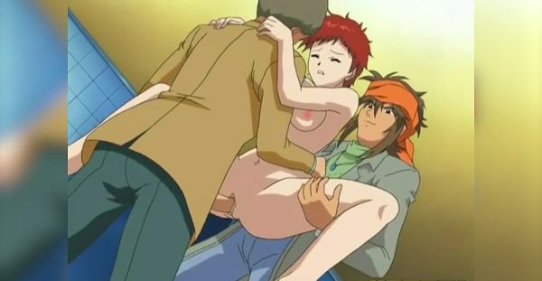 Redheaded vixen in sexy hose gives mind-blowing BJs and handjobs while riding in doggy style - alphaporno.com on v0d.com